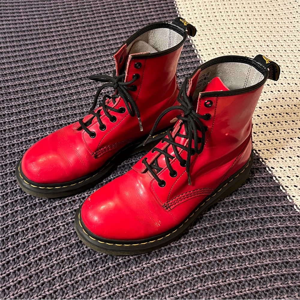 RED Dr. Martens 1460s Patent Leather Boots